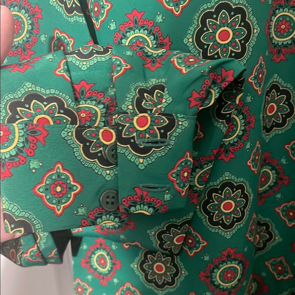 Vintage 70s Pendleton Green Patterned Button-Up B… - image 3